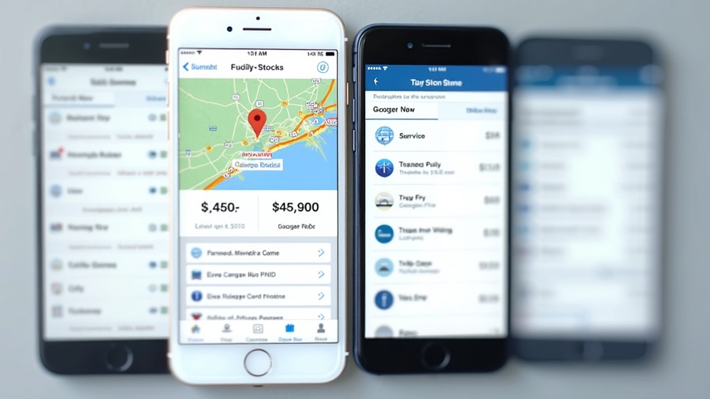 Comparison of different mileage tracker apps on smartphone screens