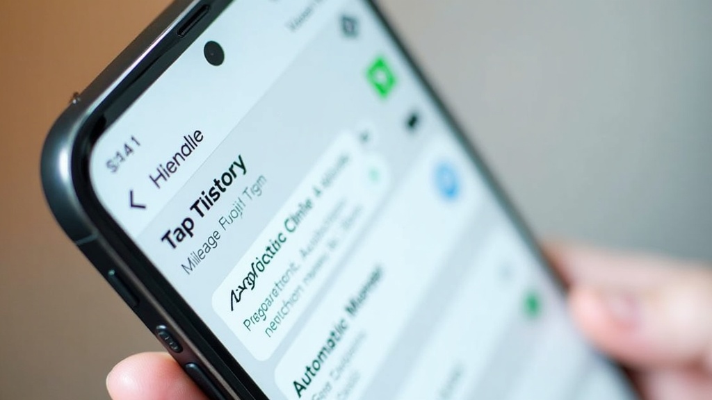 Smartphone screen showing mileage tracker app features and interface